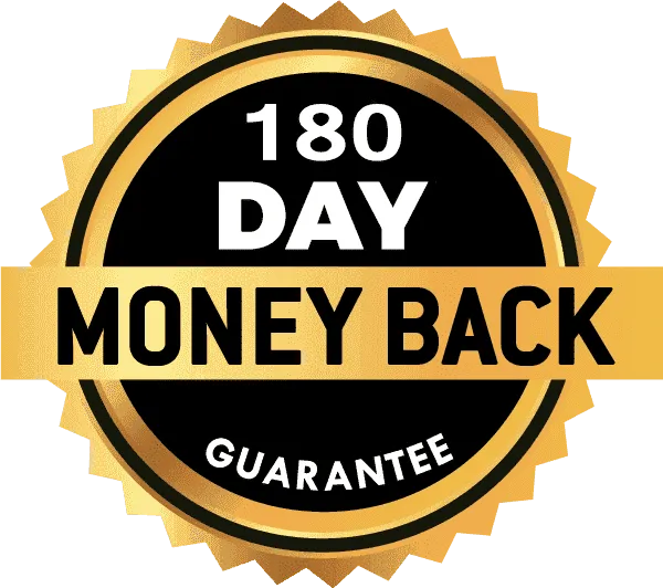 Neuro Serge 180-day money back guarantee badge — risk-free brain health supplement