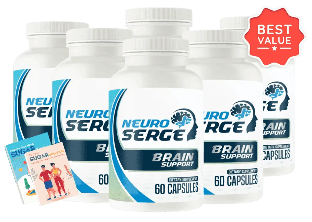 Neuro Serge 6 bottle best value package 180 day brain health supply with free bonuses
